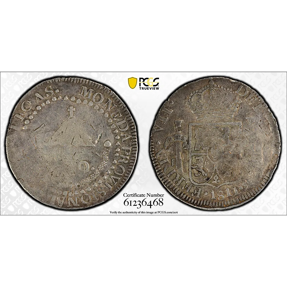 1811-LVO Zacatecas Ferdinand VII Provisional 8 Reales Z8.1.2a L.V.O. T2 Obv B Rev A PCGS VF 20