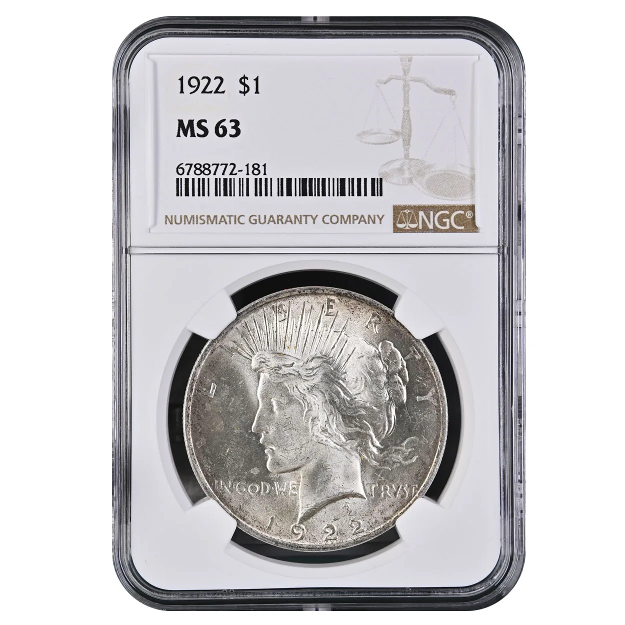 1922 $1 Peace Dollar NGC MS63