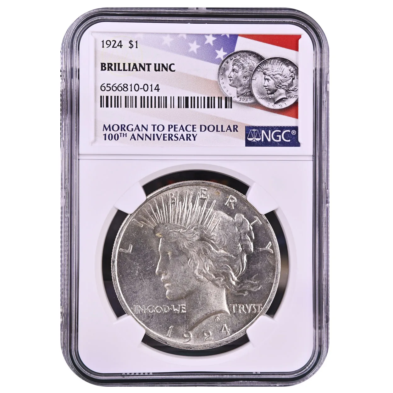 1924 $1 Peace Dollar NGC Brilliant UNC