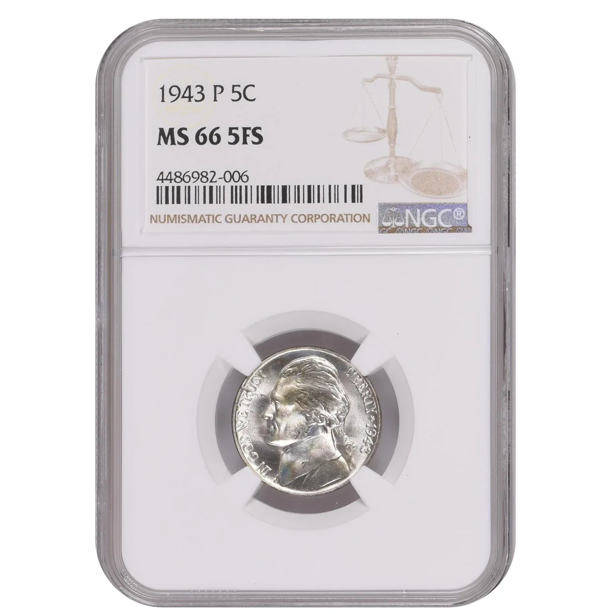 1943 5C Jefferson Nickel NGC MS66 5FS
