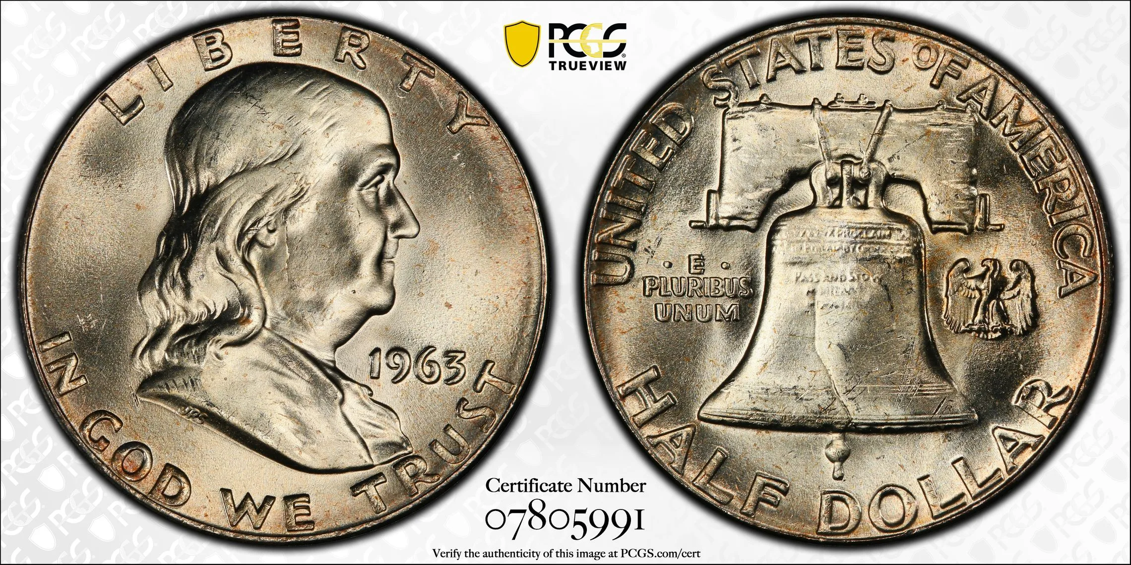 1963 50C Franklin Half Dollar PCGS MS65 - Image 2