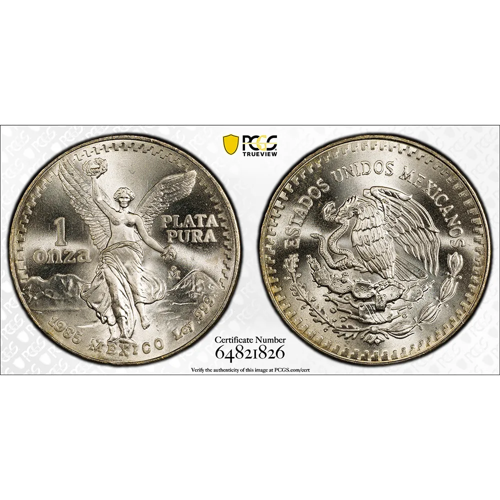 1985 Mexico 1 oz .999 Libertad PCGS MS 67