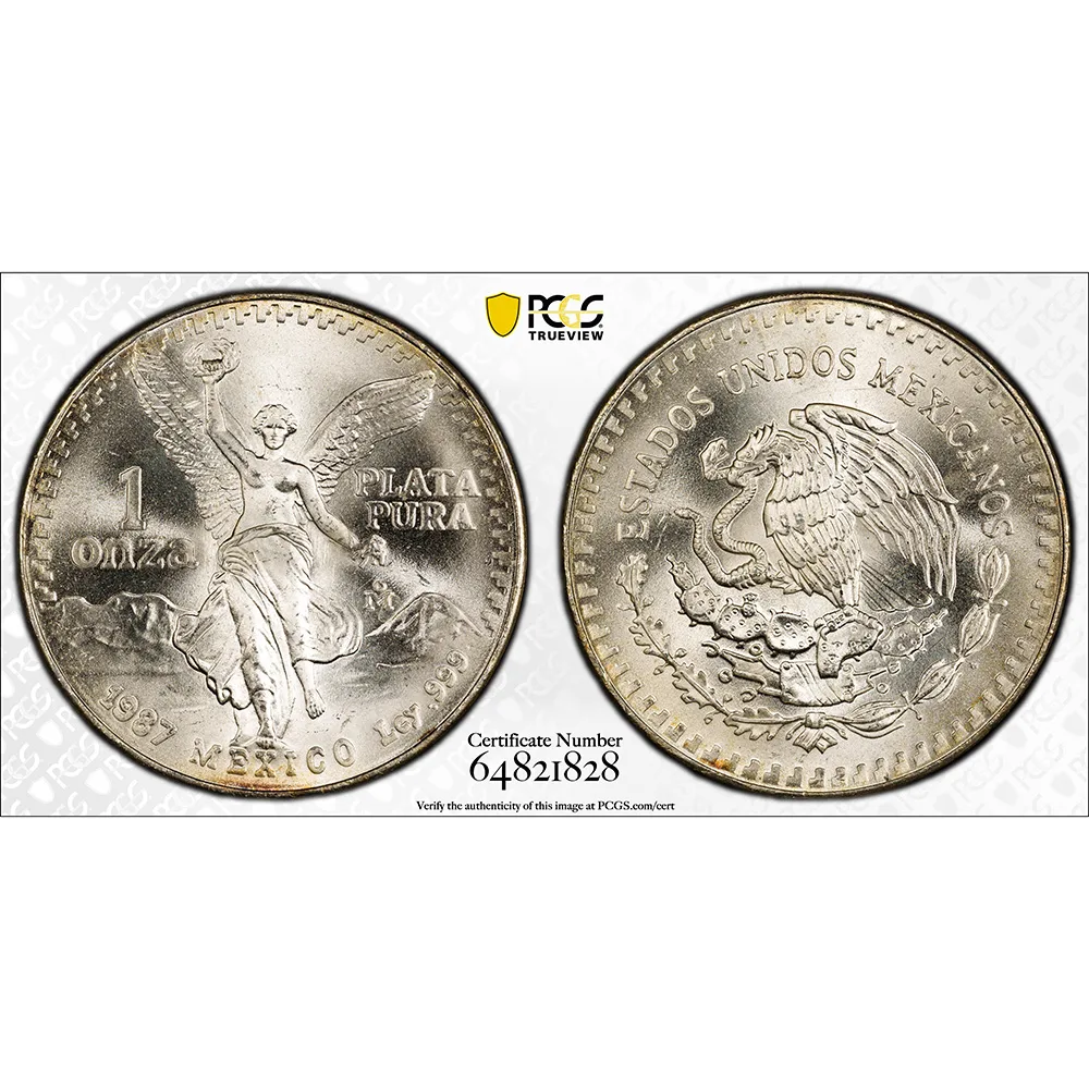 1987 Mexico 1 oz Silver Libertad PCGS MS 67