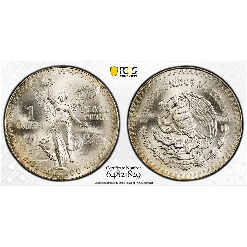 1988 Mexico 1 oz Silver Libertad PCGS MS 67