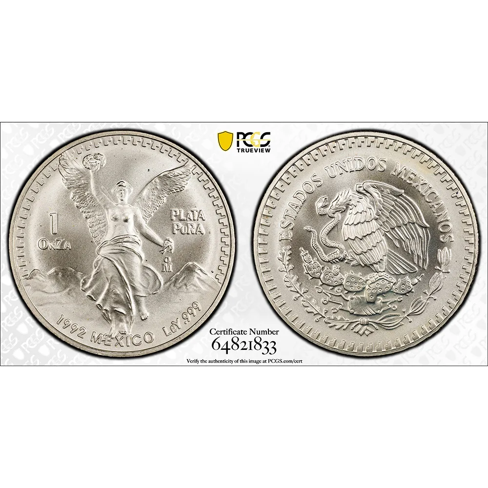 1992 Mexico 1 oz Silver Libertad PCGS MS 68