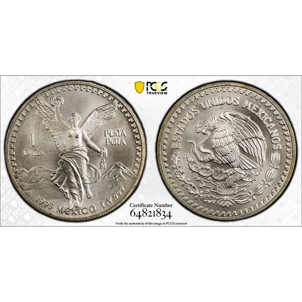 1993 Mexico 1 oz Silver Libertad PCGS MS 67