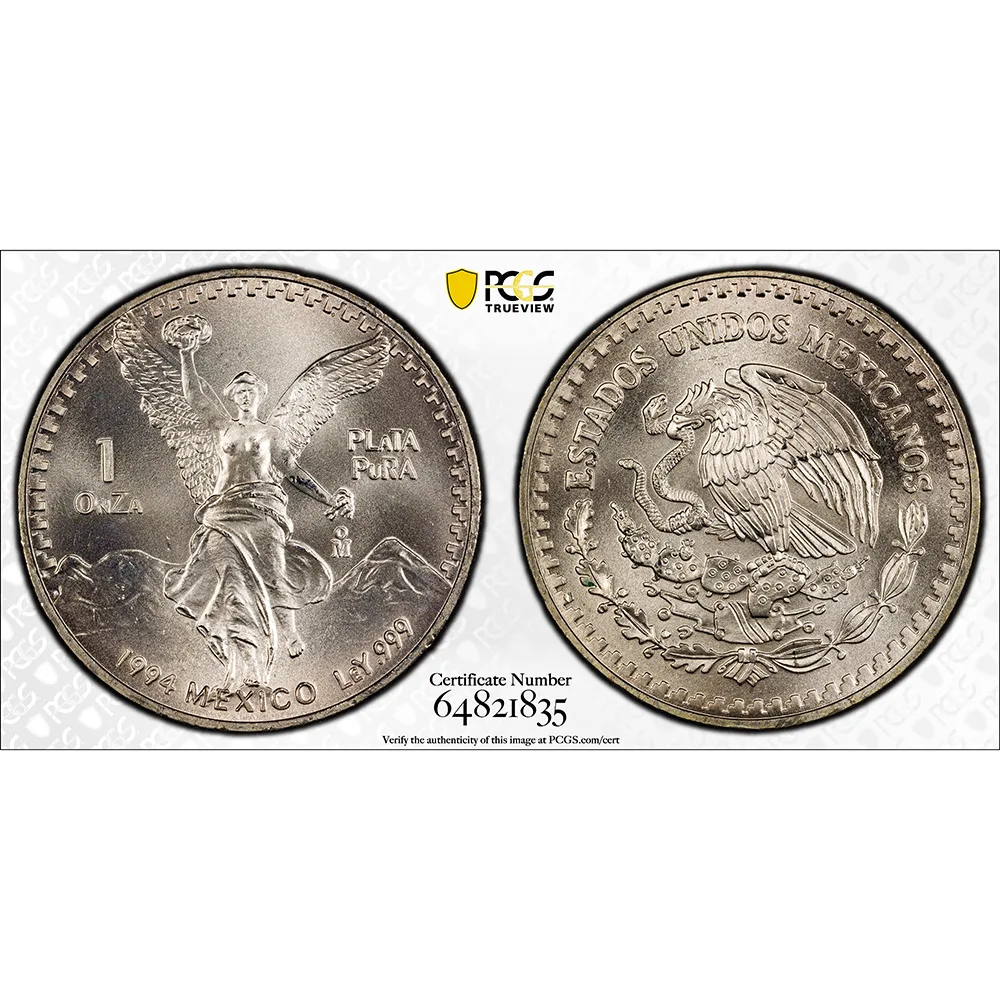 1994 Mexico 1 oz Silver Libertad PCGS MS 68