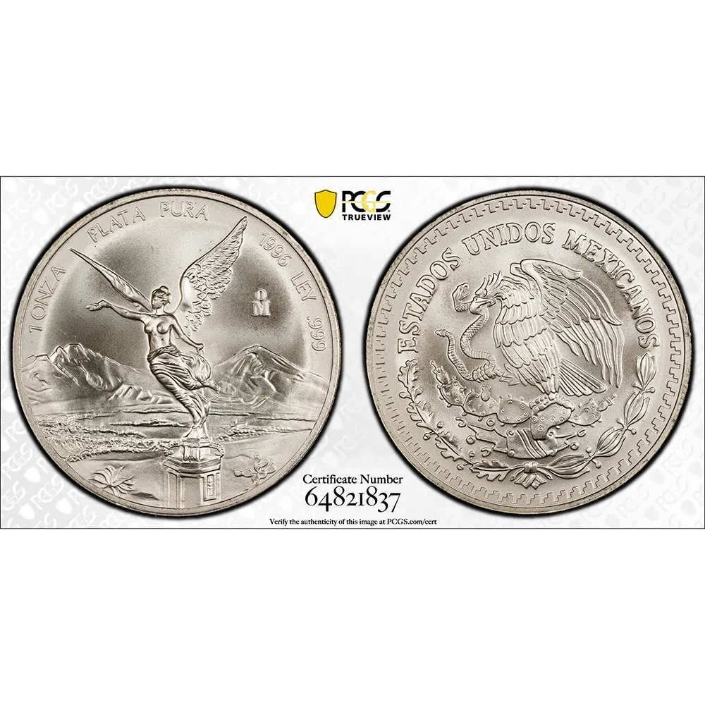 1996 Mexico 1 oz Silver Libertad PCGS MS 69