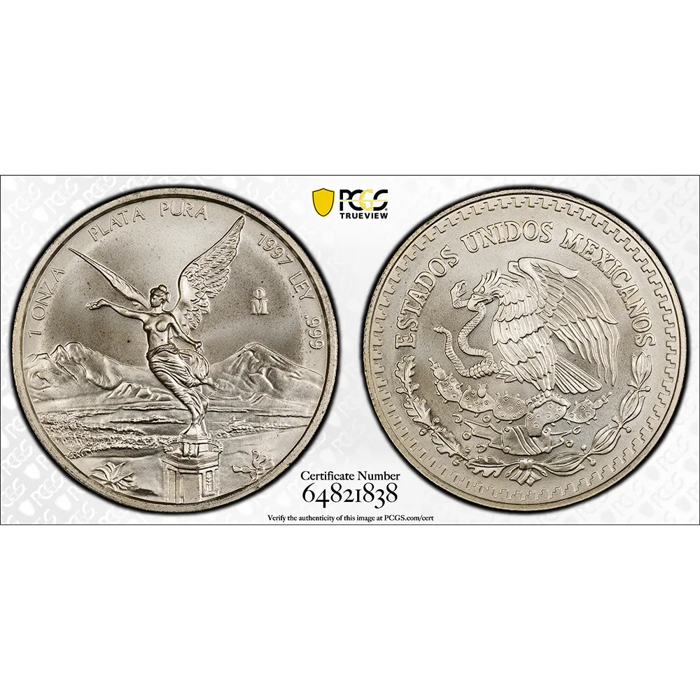 1997 Mexico 1 oz Silver Libertad PCGS MS 68