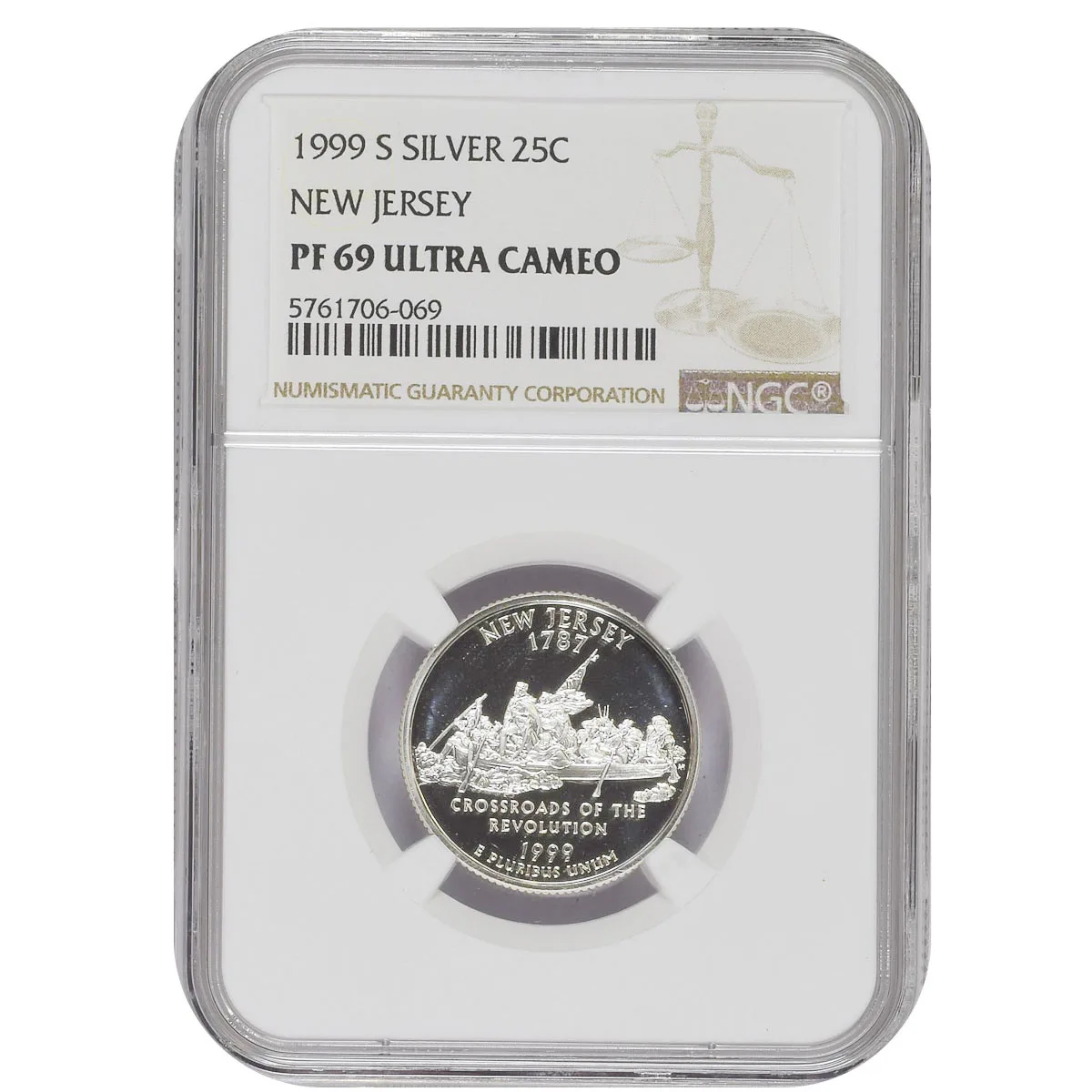 1999-S New Jersey State Quarter Gem Silver NGC PF69