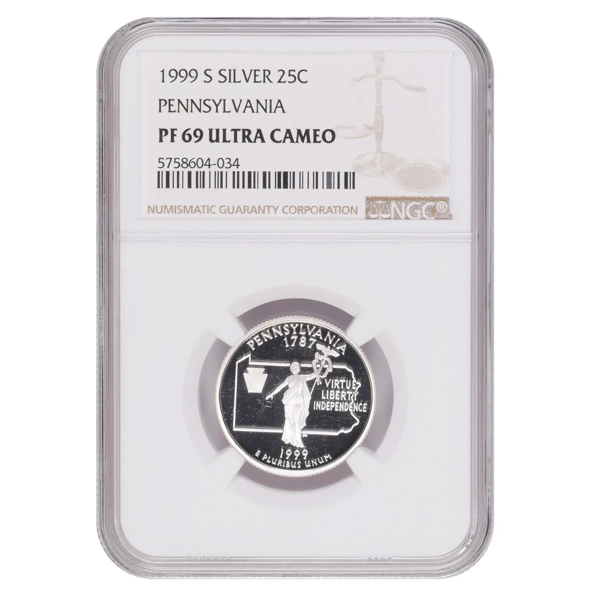 1999-S Pennsylvania State Quarter Gem Silver NGC PF69