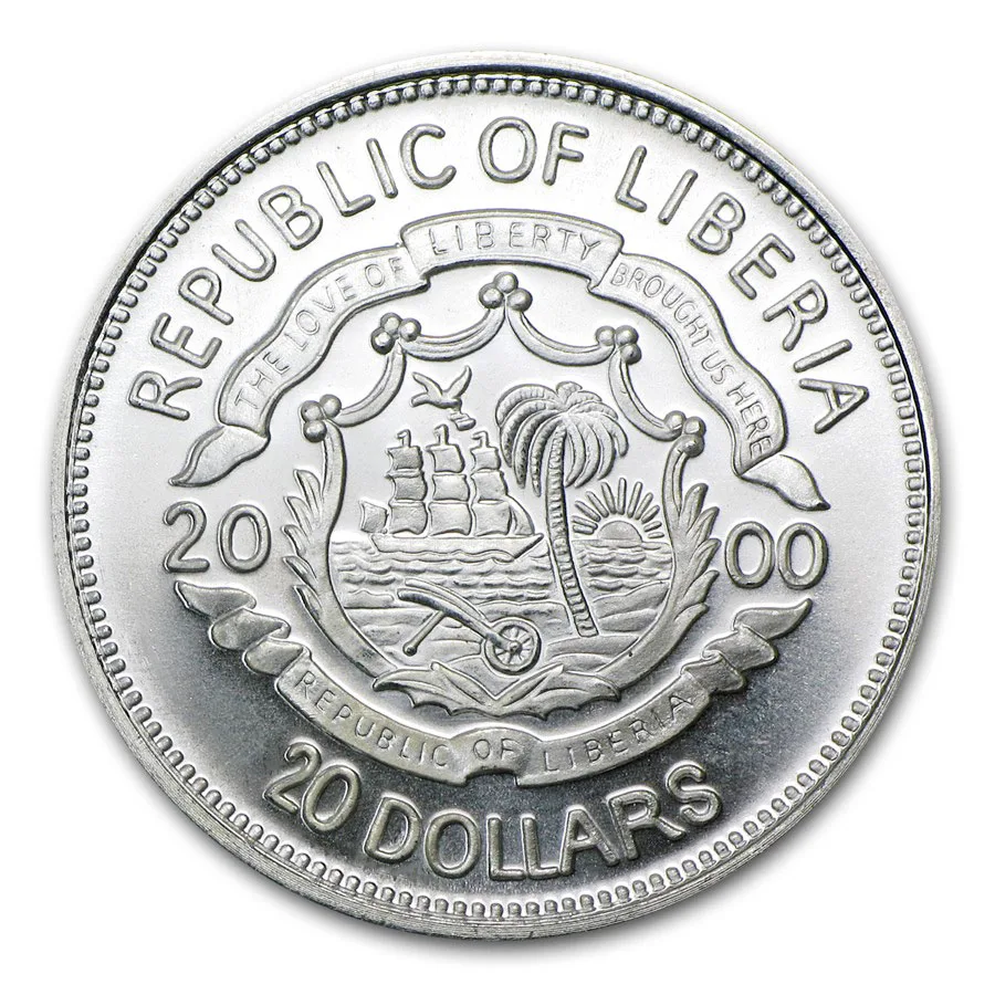 2000 Liberia Silver $20 Millennium (Colorized) - Image 2
