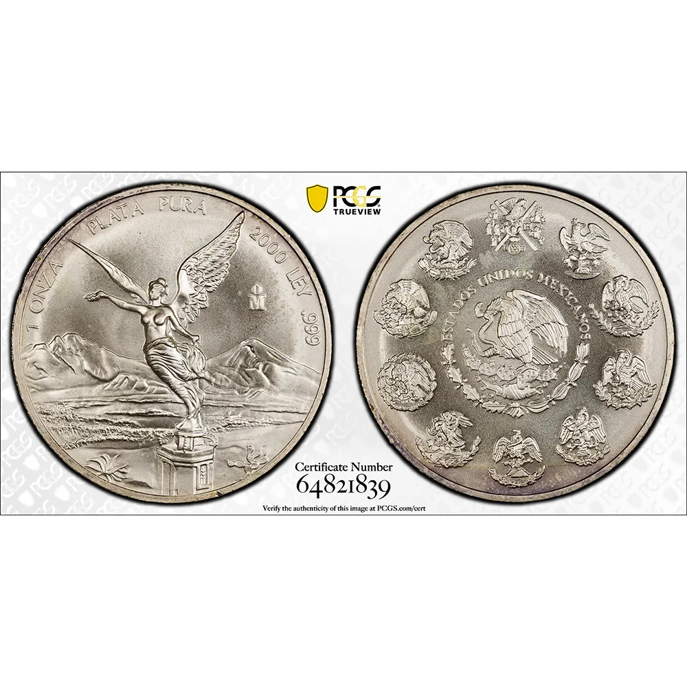 2000 Mexico 1 oz Silver Libertad PCGS MS 66