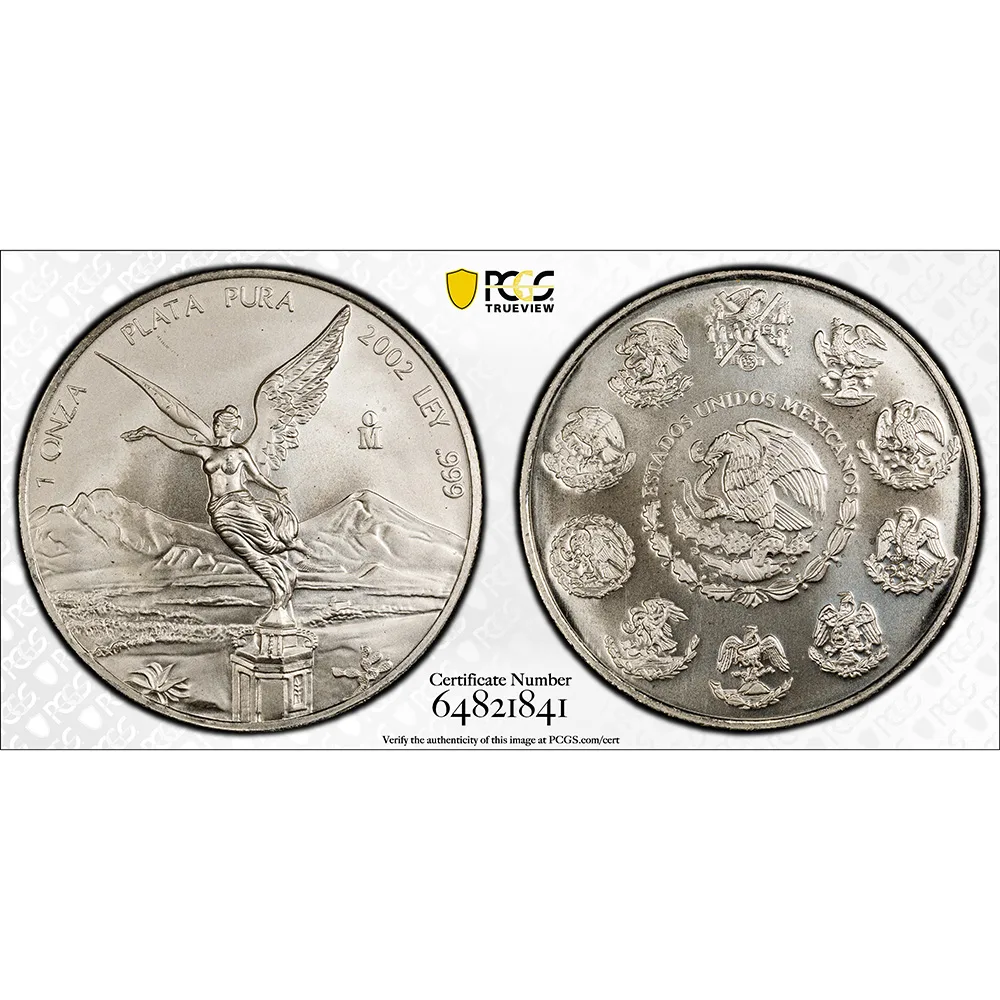 2002 Mexico 1 oz Silver Libertad PCGS MS 69