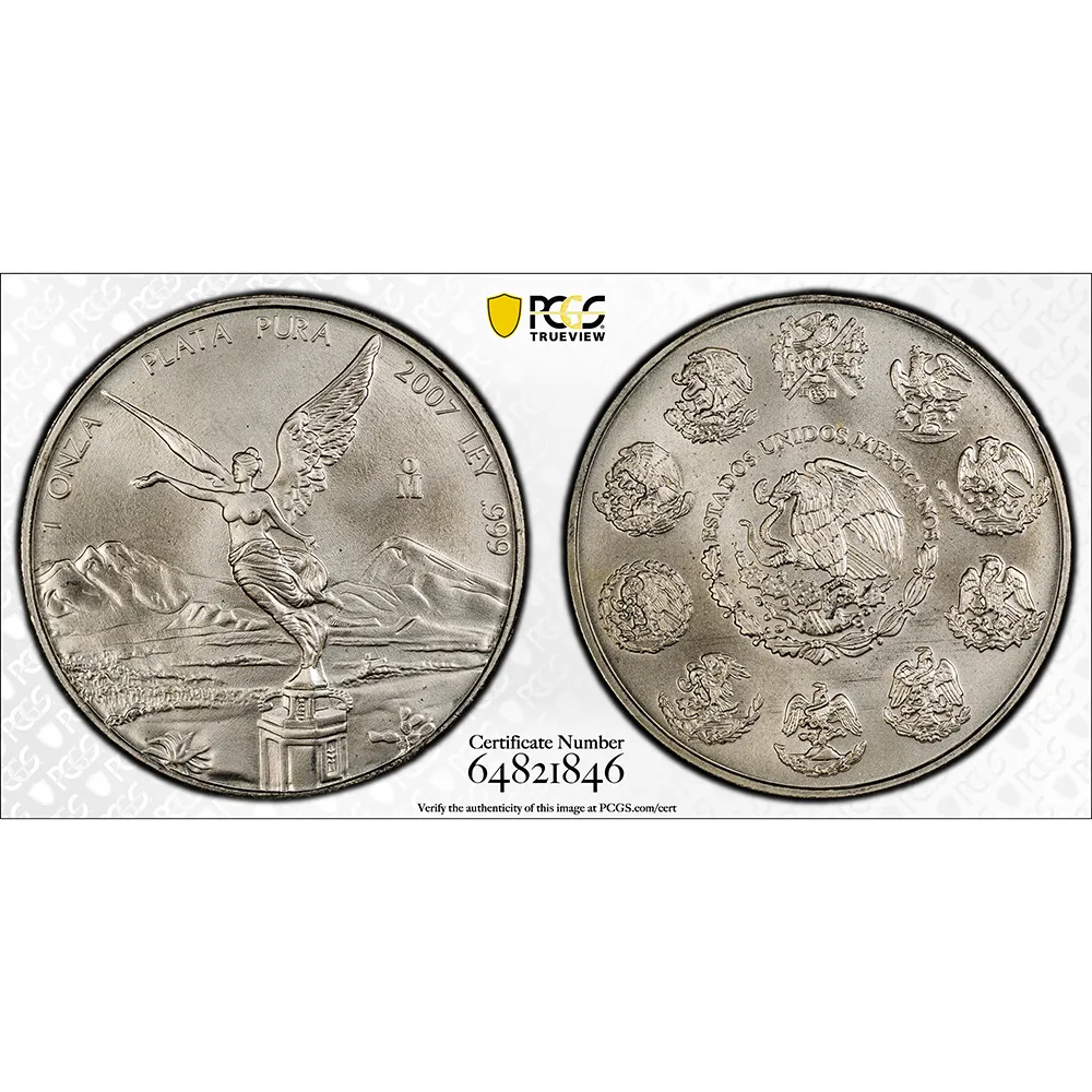 2007 Mexico 1 oz Silver Libertad PCGS MS 68