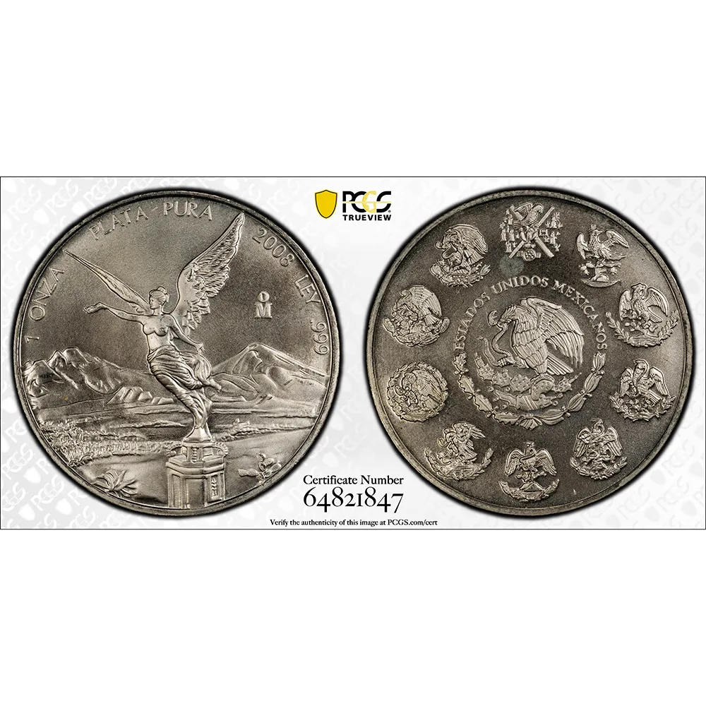 2008 Mexico 1 oz Silver Libertad PCGS MS 65