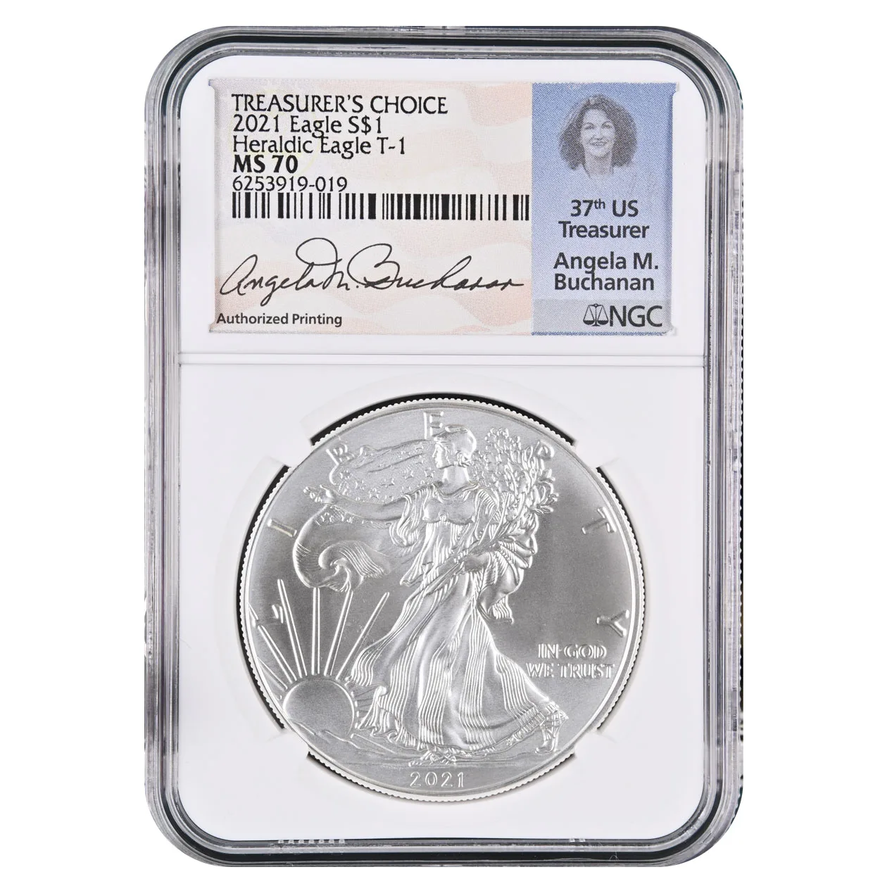 2021 $1 T-1 American Silver Eagle NGC MS70 Treasures Choice