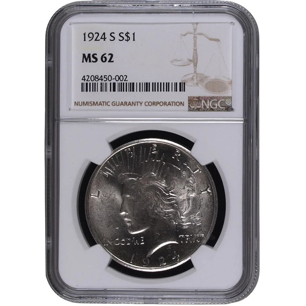 1924-S $1 Peace Dollar NGC MS62