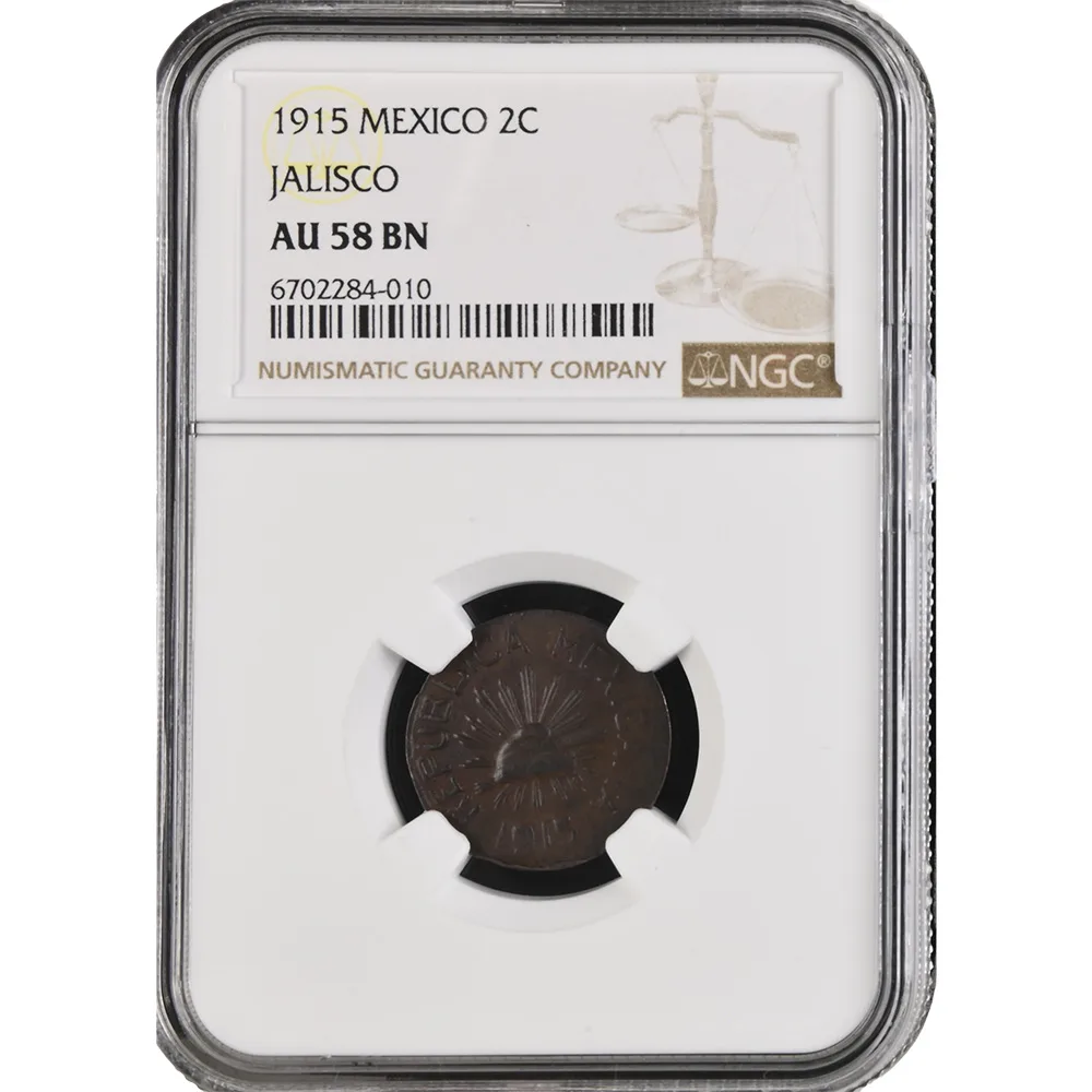 1915 Mexico Dos Centavos Jalisco NGC AU 58