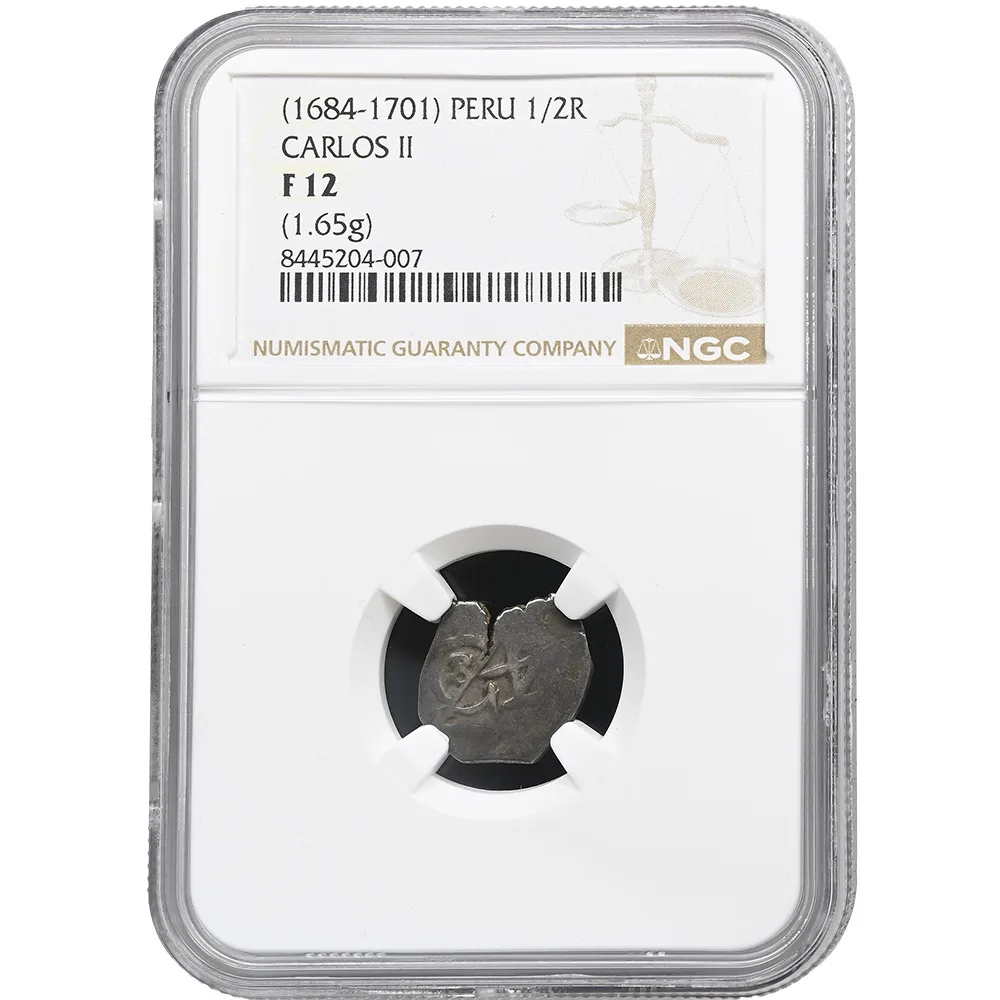 1684-1701 Peru 1/2 Real Carlos II NGC F12