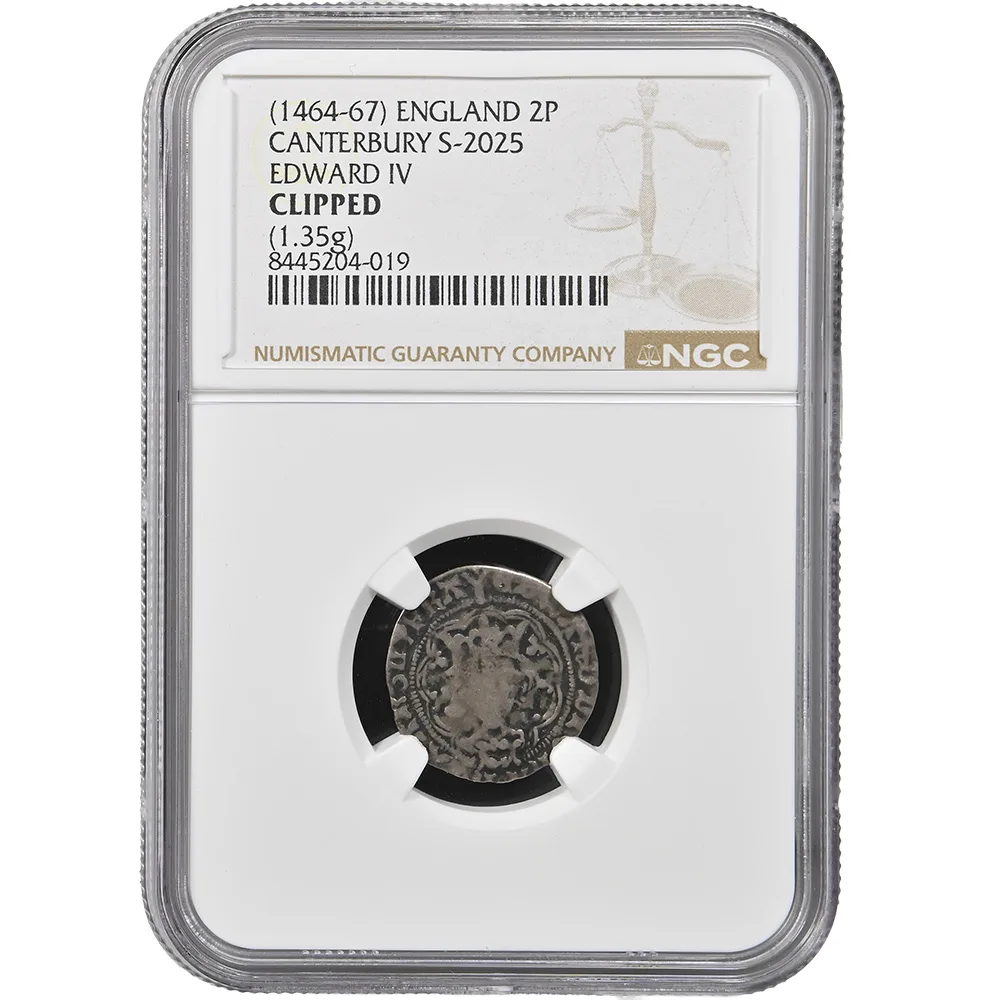 1464-1467 England 2 Pence Canterbury S-2025 Edward IV NGC Clipped