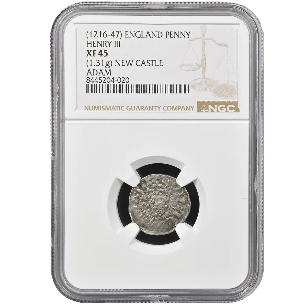 1216-1247 England Penny Henry III Newcastle Adam NGC XF45