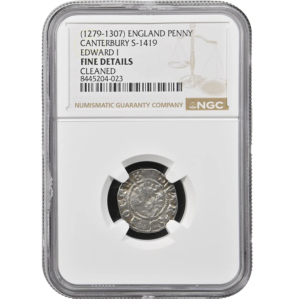 1279-1307 England Penny Canterbury Edward I S-1419 NGC Fine Details