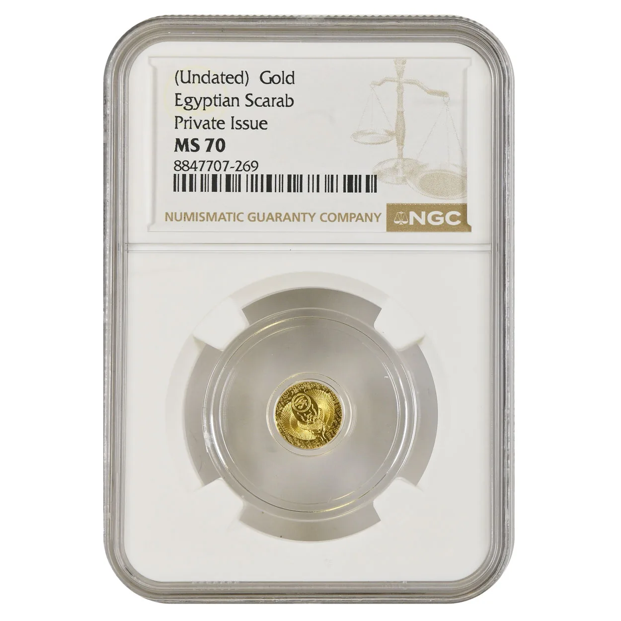 1/200 Gold Egyptian Scarab NGC MS70