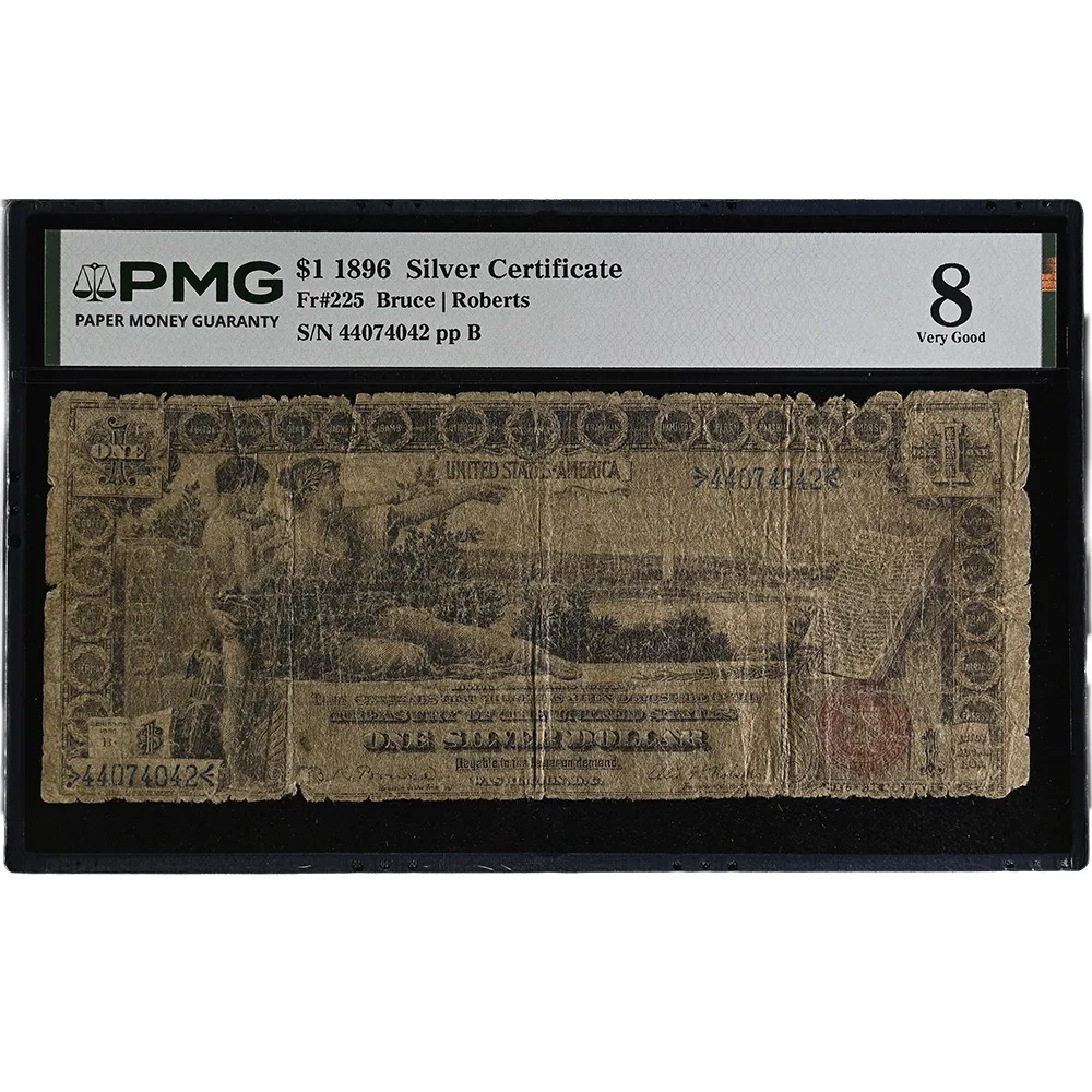 1896 $1 Educational Note Silver Certificate Fr#225 PMG Very Good 8