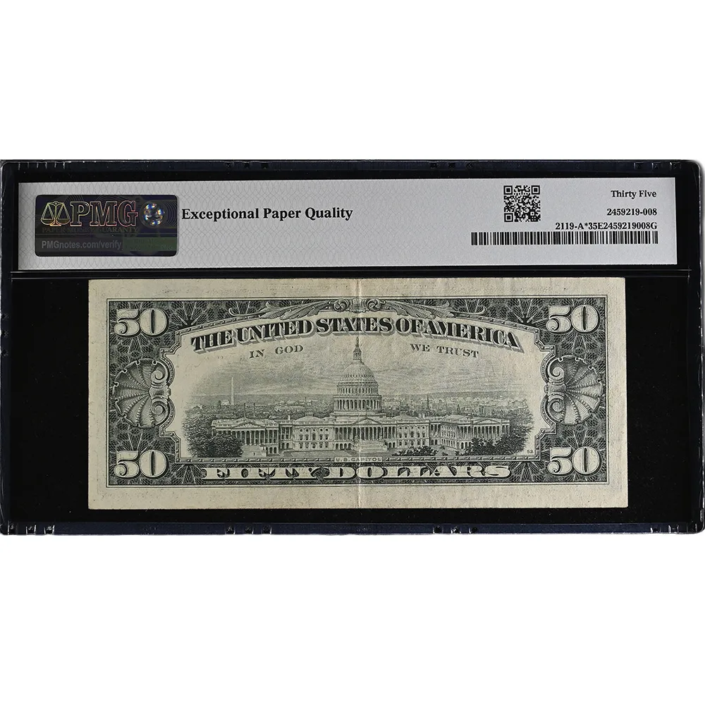 1977 $50 Federal Reserve Note Boston PMG CH VF 35 EPQ FR#2119-A* Low Serial