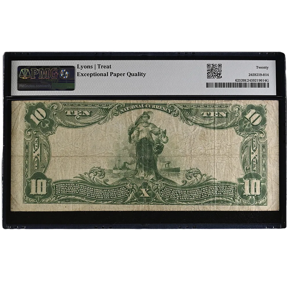Santa Ana, CA – $10 1902 Plain Back Fr. 625 The First NB Ch. # 3520 PMG VF 20 EPQ
