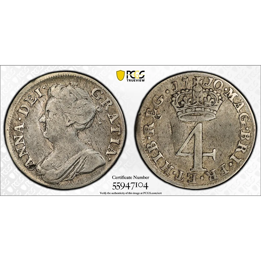 1710 4 Pence Great Britain PCGS Fine Detail S-3595B - Image 4
