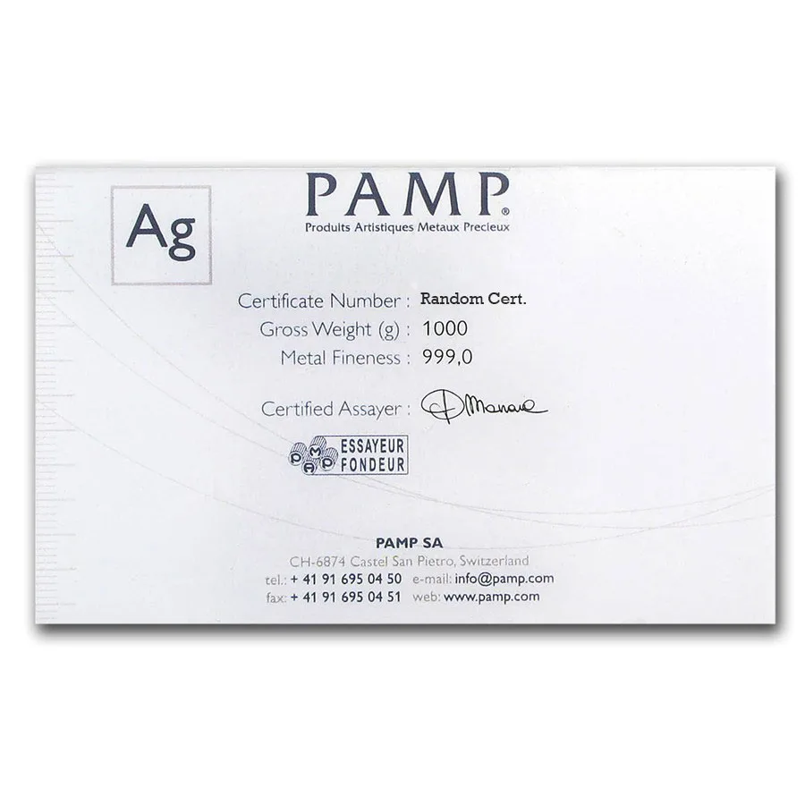 1 Kilo Pamp Silver Bar- In Assay - Image 2