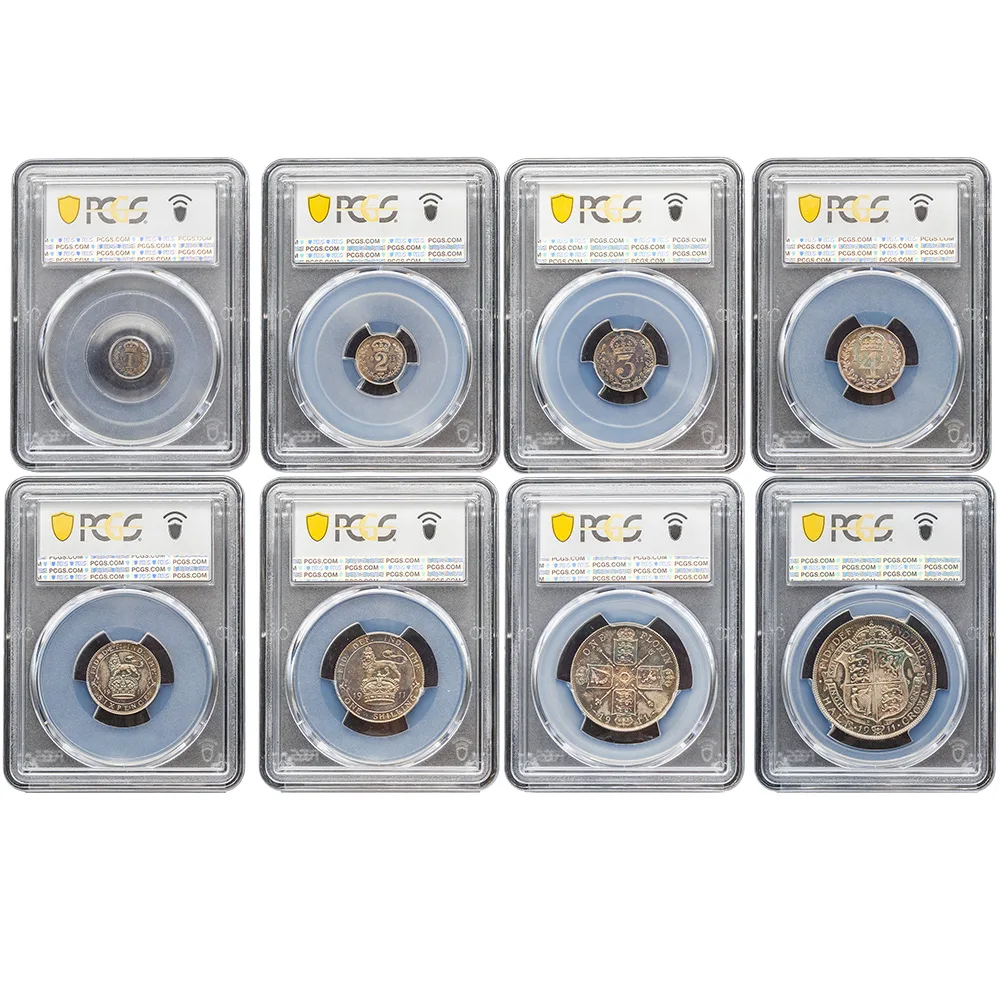 1911 Great Britain George V 8-Piece Silver Proof Set PCGS PR66