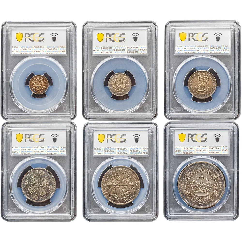 1927 George V Proof Silver 6-Coin Set Wreath Crown PCGS PF 64-66