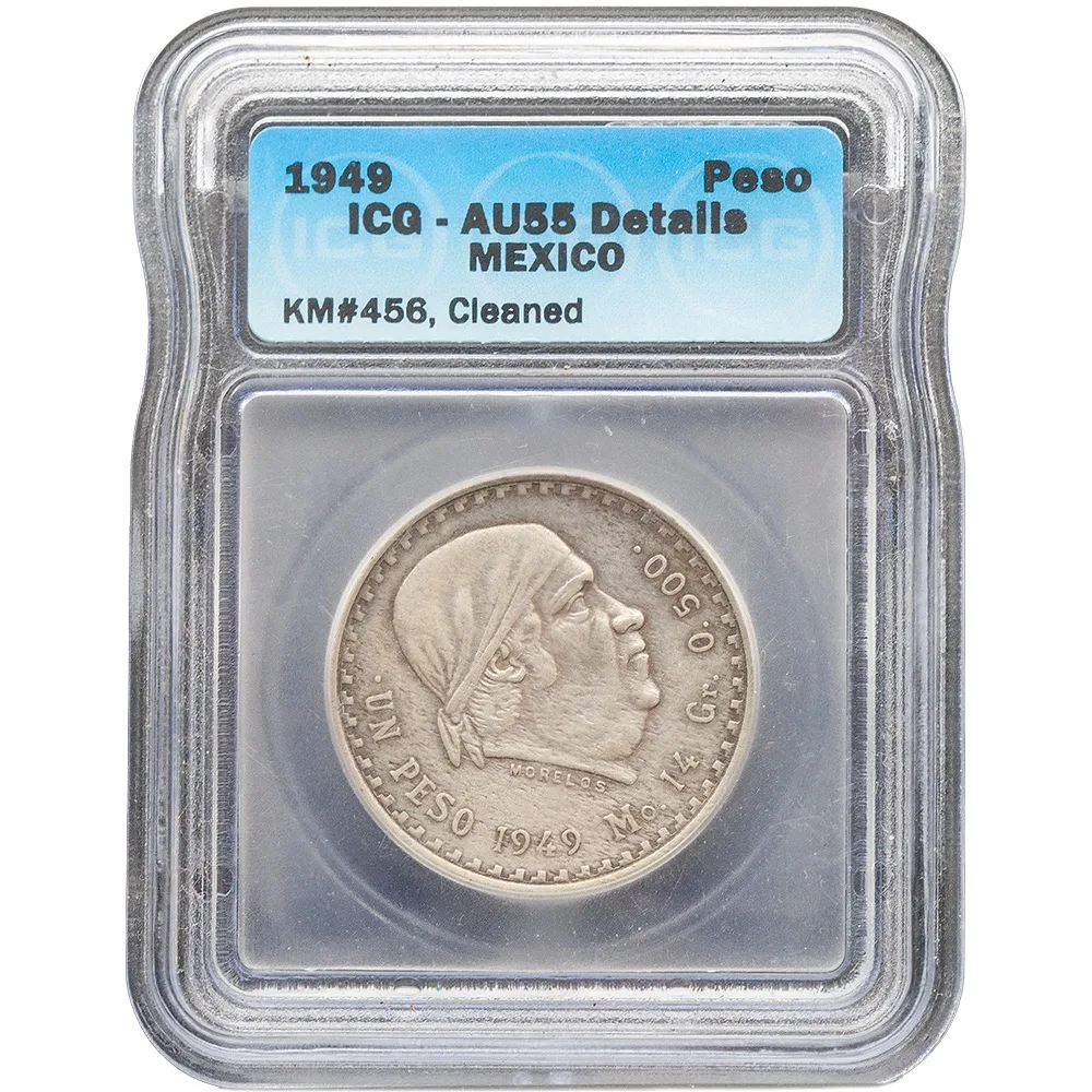 1949-Mo Mexico Morelos Peso ICG AU 55 Details