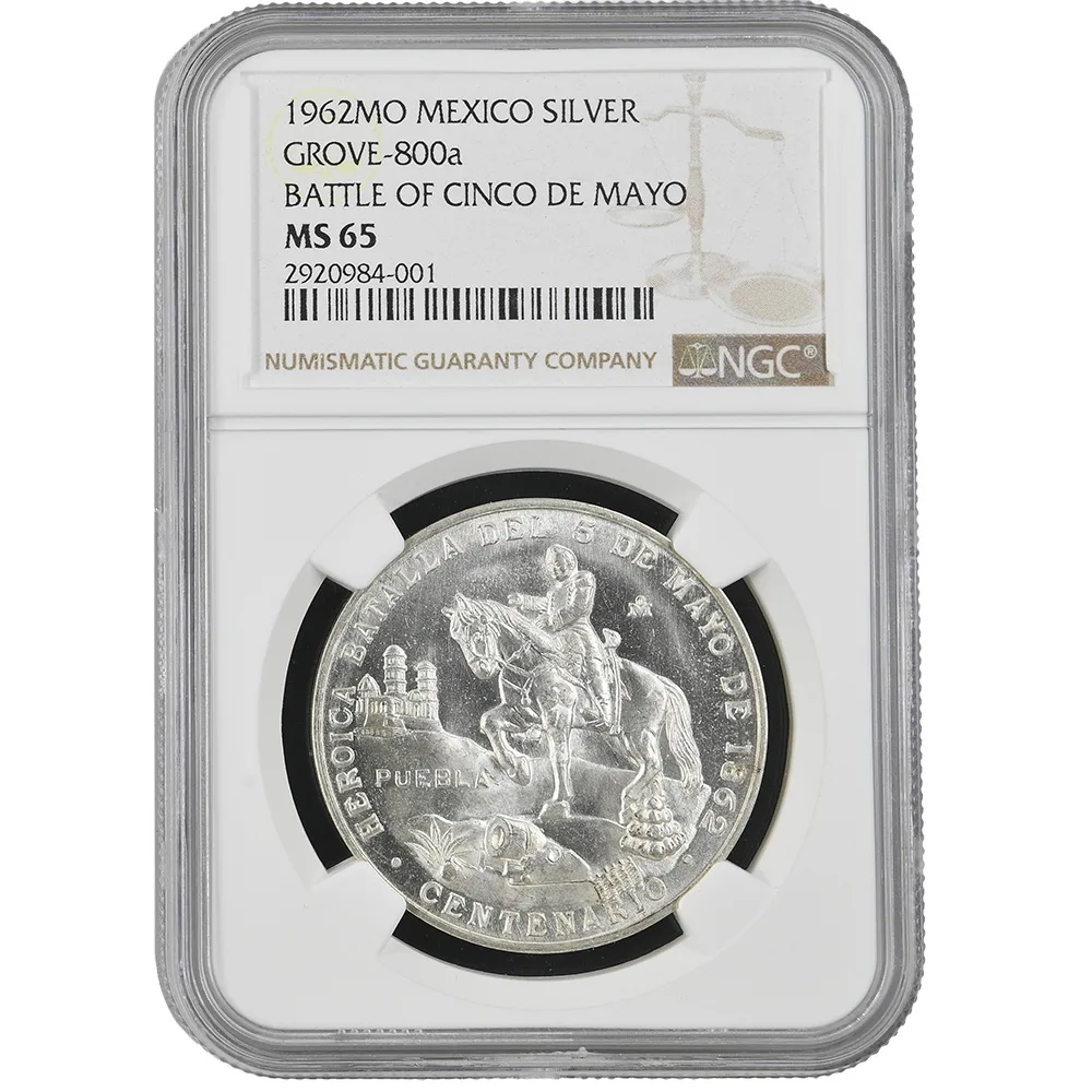 1962 Mexico Cinco De Mayo Medal Grove-800a NGC MS 65