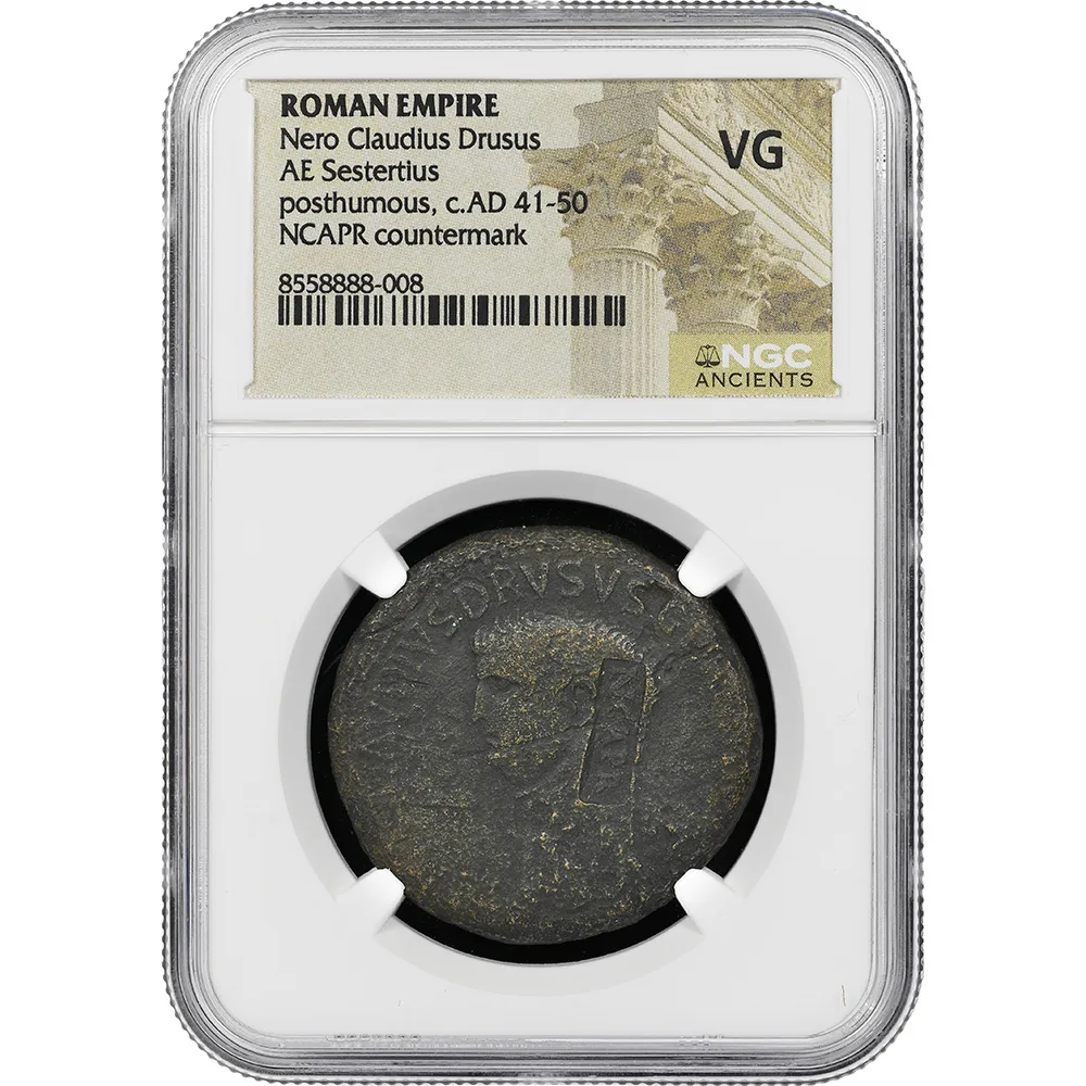 AD 41-50 Roman Empire Nero Claudius Drusus AE Sestertius NGC VG