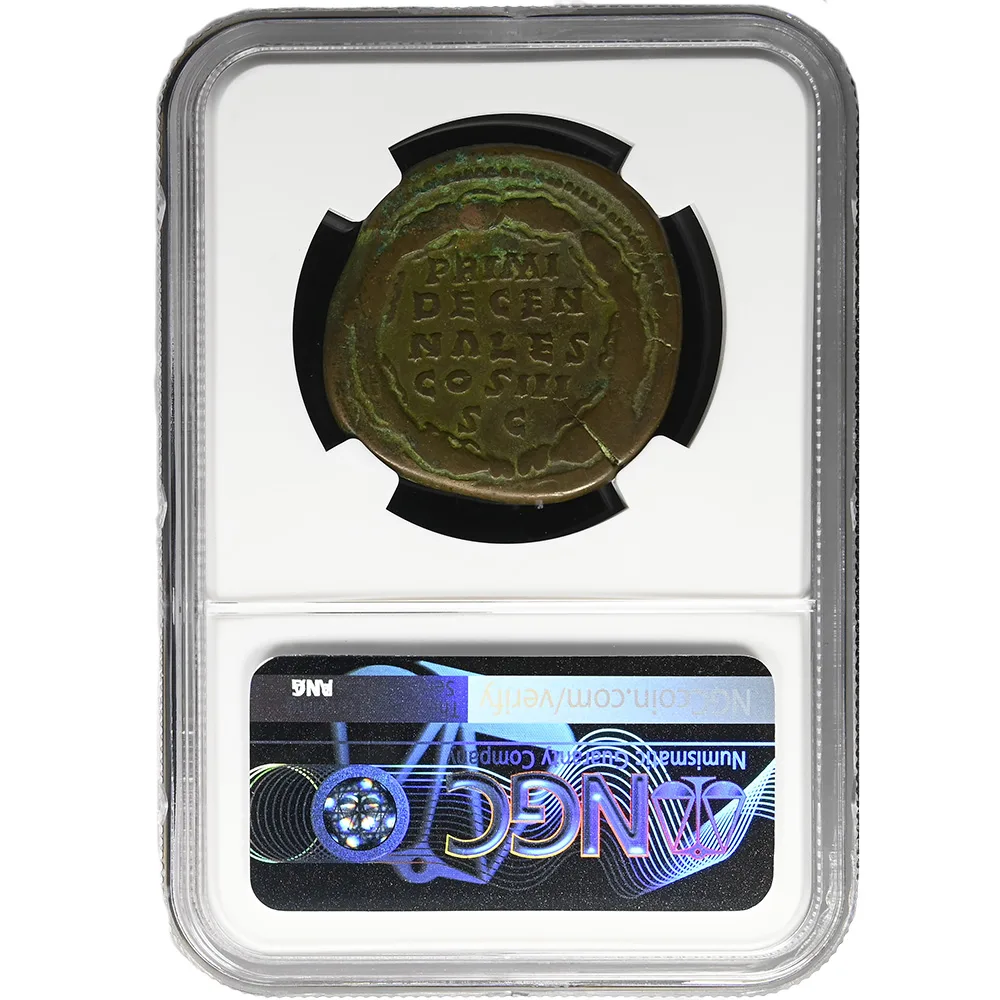 Roman Empire Marcus Aurelius 161-180 AE Sesterius PRIMI DECENNALES RIC 1006 NGC F