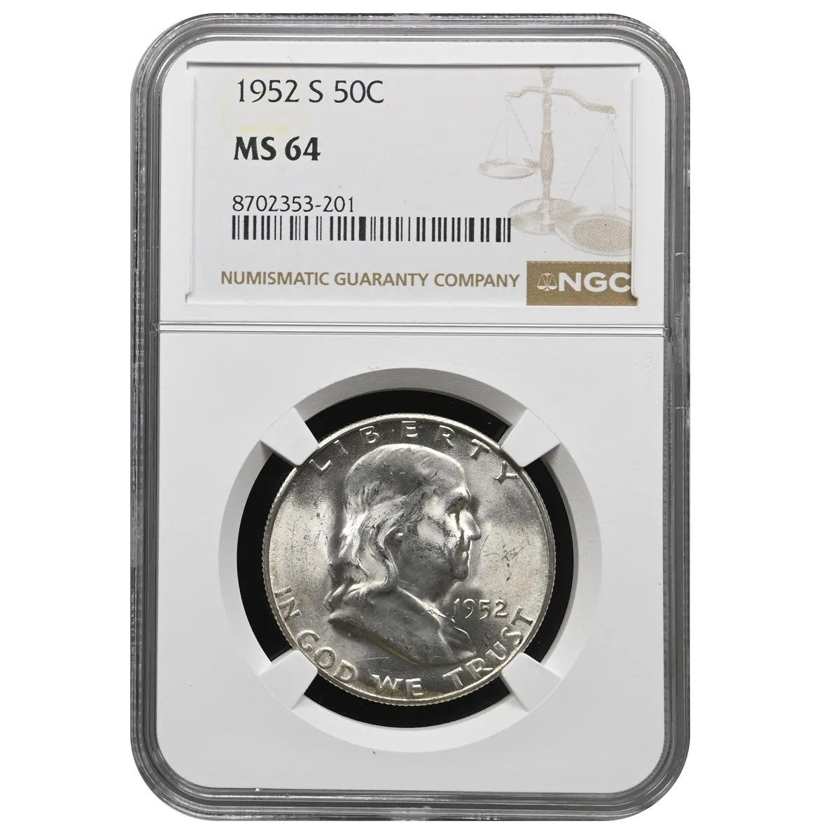 1952-S Franklin Half Dollar 50C NGC MS64