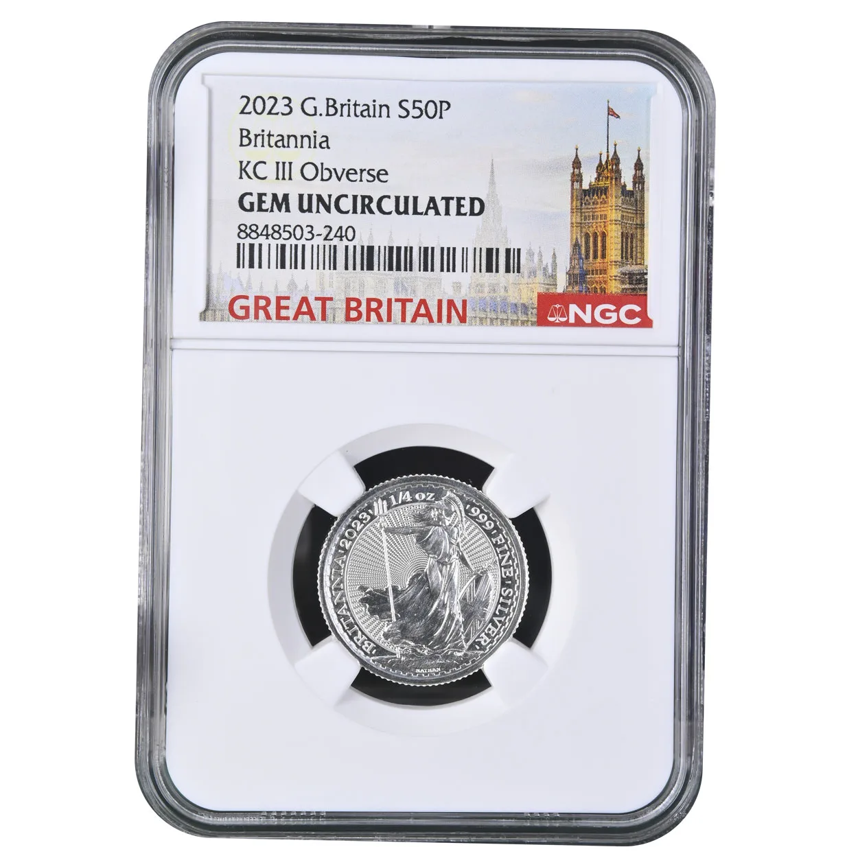 2023 1/4 Silver 50P Great Britain NGC GEM UNC