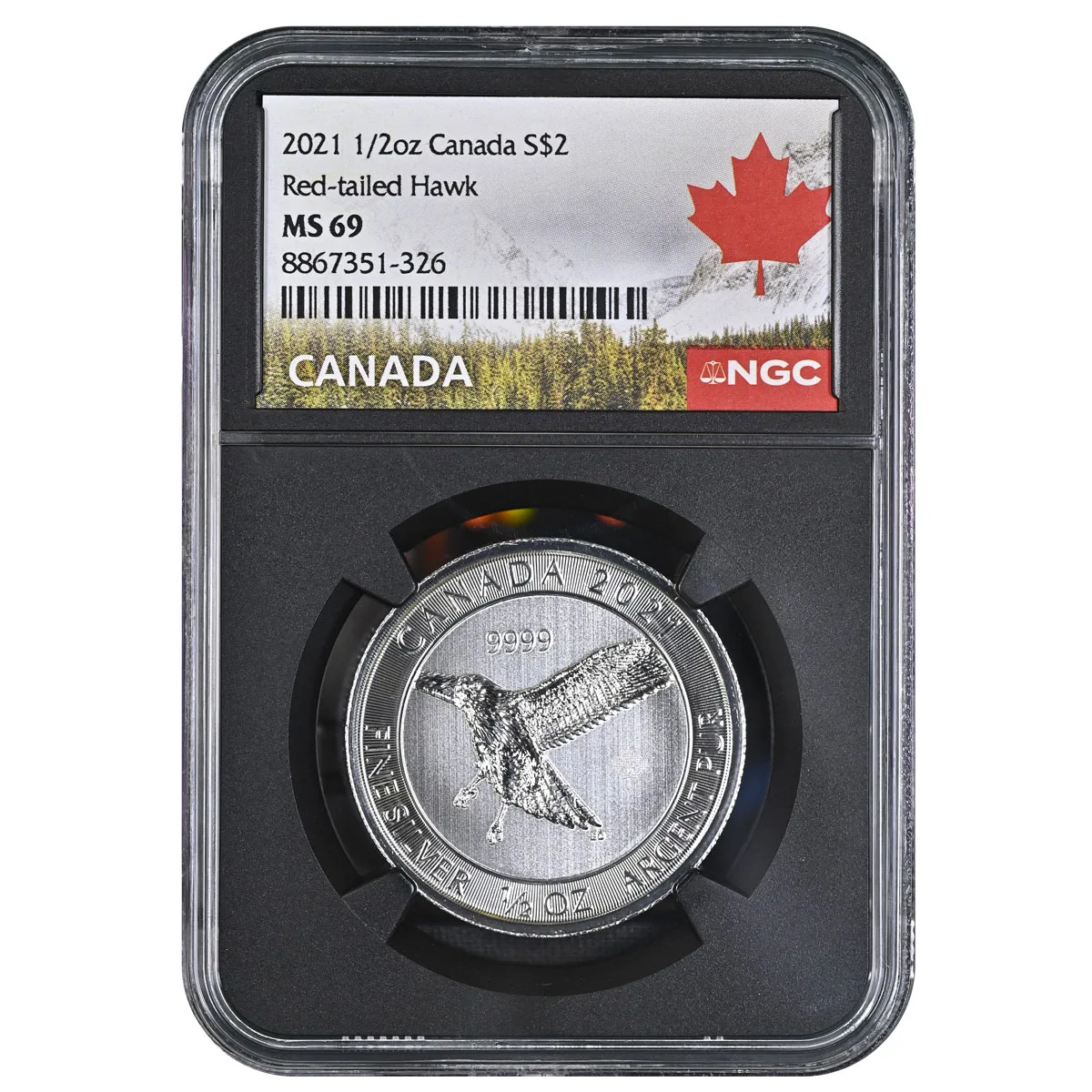 2021 Canada 1/2 oz Silver $2 Red Tailed Hawk NGC MS69